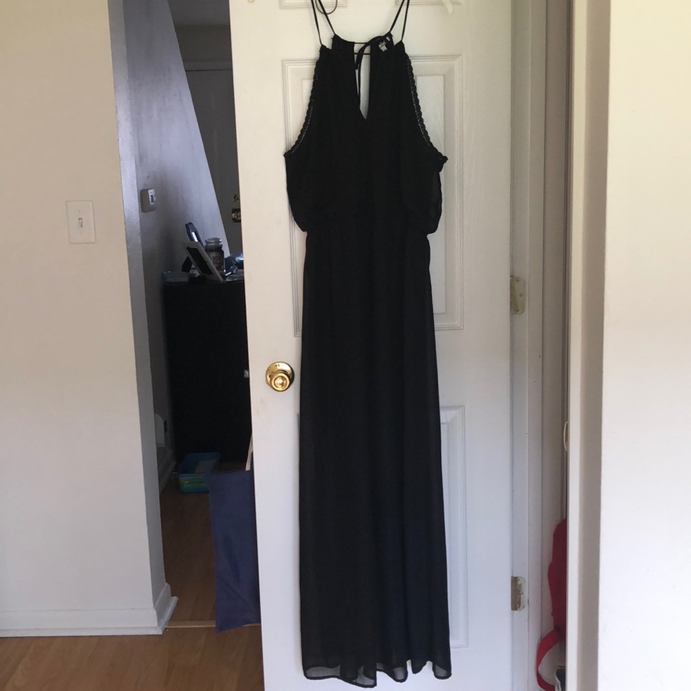 Floor length black maxi dress